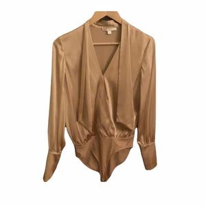 Jonathan Simkhai  Tie Front Silk Bodysuit in Blush